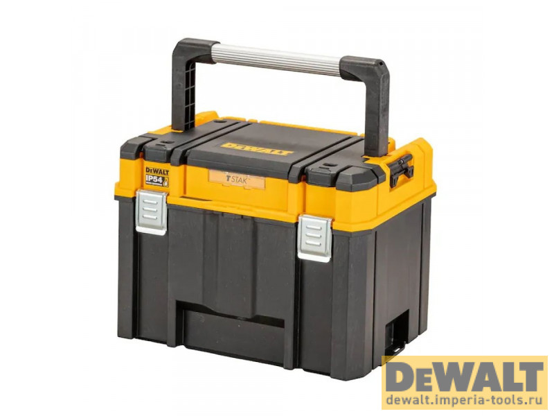 Ящик для инструмента DeWALT TSTAK 2.0 IP54 DWST83343-1, с верхним отделением для хранения принадлежностей