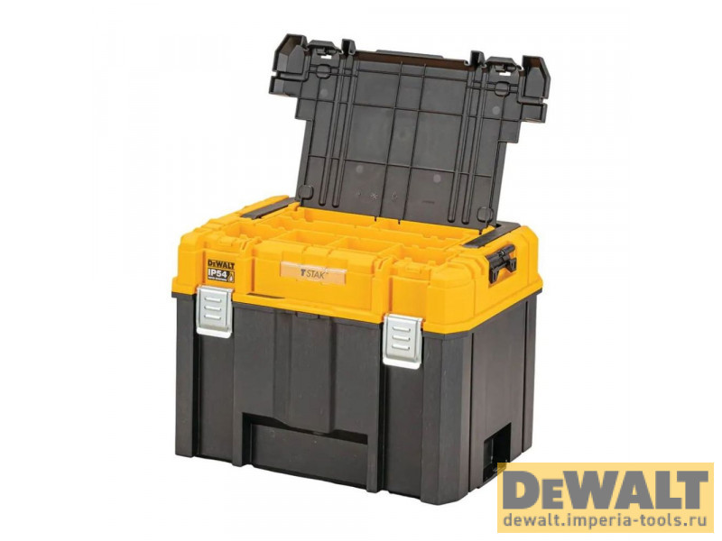 Ящик для инструмента DeWALT TSTAK 2.0 IP54 DWST83343-1, с верхним отделением для хранения принадлежностей