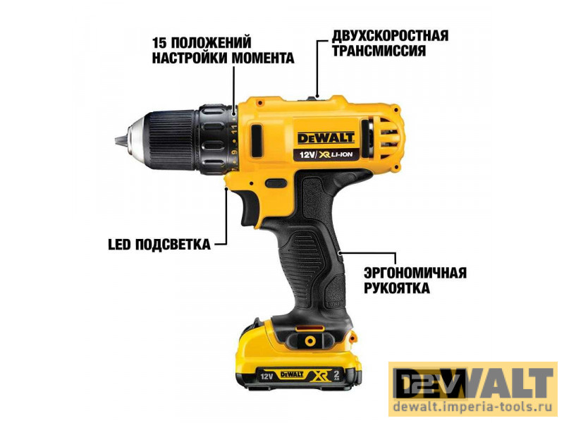 Аккумуляторная безударная дрель-шуруповерт DeWALT DCD710D2, 180 Вт, 10.8 (12) В, XR Аккумуляторная безударная дрель-шуруповерт DeWALT DCD710D2, 180 Вт, 10.8 (12) В, XR