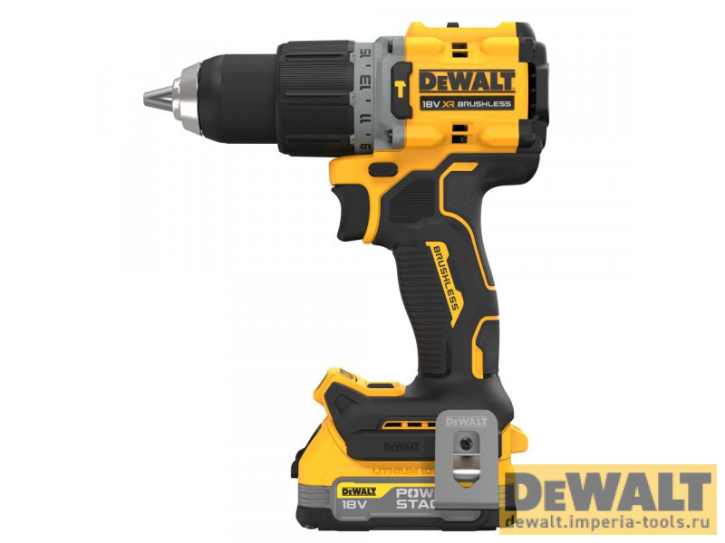 Аккумуляторная ударная бесщеточная дрель-шуруповерт DeWALT, 18 В, 2000 об/мин, 34000 уд/мин, с 2 АКБ 1.7 Ач и ЗУ, в кейсе TSTAK, DCD805E2T