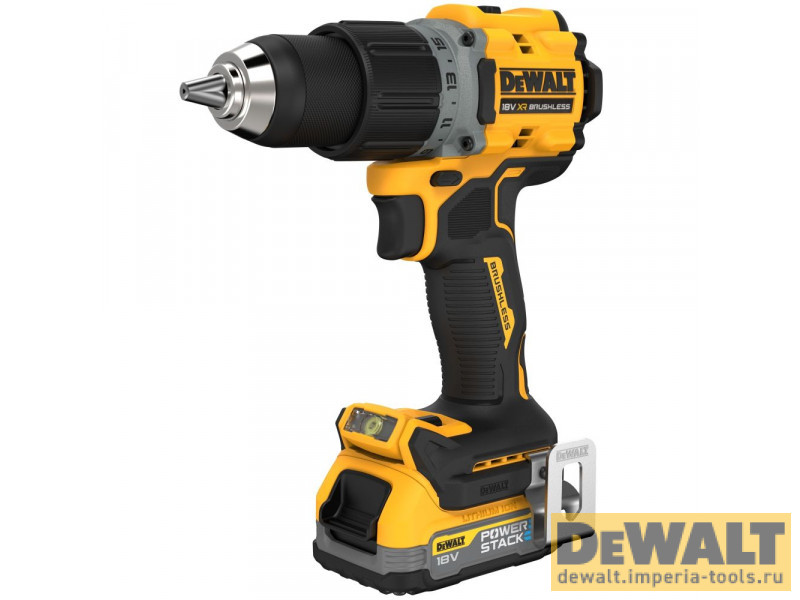 Аккумуляторная безударная бесщеточная дрель-шуруповерт DeWALT DCD800E1T, 18 В, PowerStack 1.7Ач