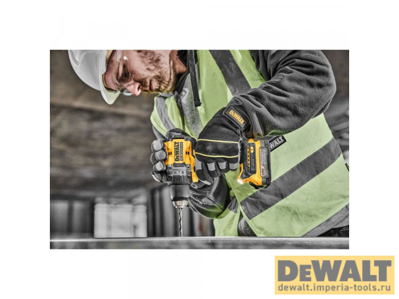 Аккумуляторная безударная бесщеточная дрель-шуруповерт DeWALT DCD800E1T, 18 В, PowerStack 1.7Ач
