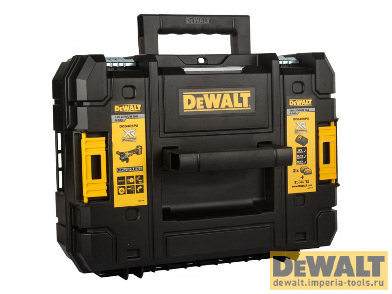 Аккумуляторная бесщеточная угловая шлифмашина DeWALT, 18 В, 125 мм, 9000 об/мин, чемодан, с 2 АКБ 5 Ач и ЗУ, в кейсе TSTAK, DCG405P2 Аккумуляторная бесщеточная угловая шлифмашина DeWALT, 18 В, 125 мм, 9000 об/мин, чемодан, с 2 АКБ 5 Ач и ЗУ, в кейсе TSTAK, DCG405P2