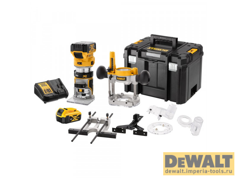 Аккумуляторный бесщеточный комбинированный фрезер DeWALT, 18 В, 25500 об/мин, с 2 АКБ 5 Ач и ЗУ, в кейсе TSTAK, DCW604P2 Аккумуляторный бесщеточный комбинированный фрезер DeWALT, 18 В, 25500 об/мин, с 2 АКБ 5 Ач и ЗУ, в кейсе TSTAK, DCW604P2