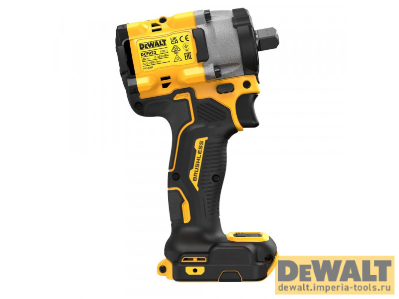 Аккумуляторный бесщеточный гайковерт DeWALT, 18 В, 610 Нм, 2500 об/мин, 3550 уд/мин, без АКБ и ЗУ, DCF922N
