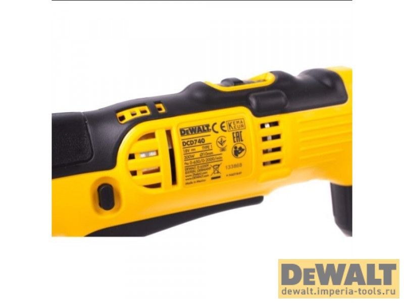 Аккумуляторная угловая дрель DeWALT DCD740NT, 18 В XR, кейс TSTAK-2, без АКБ и ЗУ