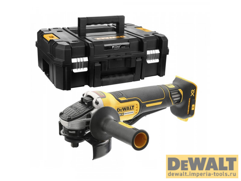 Аккумуляторная бесщеточная углошлифовальная машина DeWALT DCG406NT, 18 В, XR, 125 мм, без аккумулятора и ЗУ, в кейсе TSTAK Аккумуляторная бесщеточная углошлифовальная машина DeWALT DCG406NT, 18 В, XR, 125 мм, без аккумулятора и ЗУ, в кейсе TSTAK