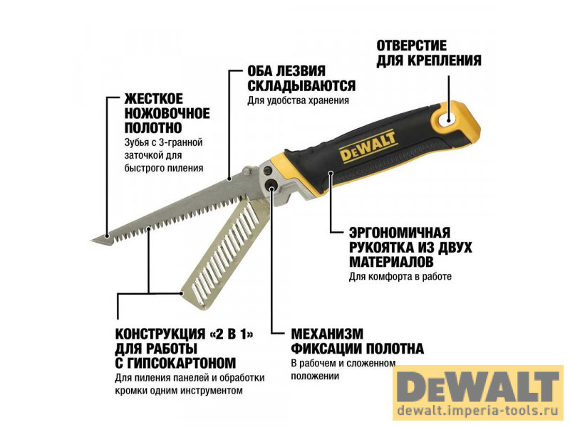 Складная ножовка по гипсокартону DeWALT DWHT0-20123