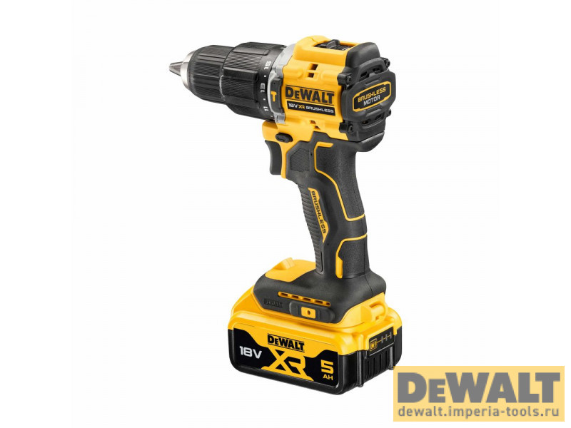 Аккумуляторная бесщеточная ударная дрель-шуруповерт DEWALT, 18 В, 1650 об/мин, 28050 уд/мин, с 2 АКБ 5 Ач и ЗУ, в кейсе TSTAK, DCD100YP2T