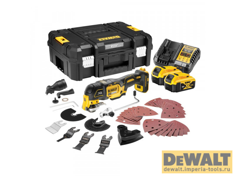 Аккумуляторный бесщеточный многофункциональный инструмент DEWALT, 18 В, 20000 кол/мин, с 2 АКБ 5 Ач и ЗУ, в кейсе TSTAK, DCS356P2 Аккумуляторный бесщеточный многофункциональный инструмент DEWALT, 18 В, 20000 кол/мин, с 2 АКБ 5 Ач и ЗУ, в кейсе TSTAK, DCS356P2