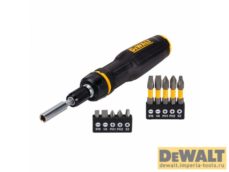 Отвертка DEWALT, телескопическая, со сменными битами, 10 бит, DWHT68001-0