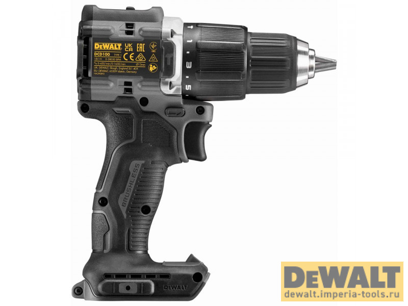 Ударная дрель-шуруповерт DEWALT DCD100M2T, 18 В, 1650 об/мин, 28050 уд/мин, с 2 АКБ 4 Ач и ЗУ, в кейсе TSTAK (DCD100M2T-QW)