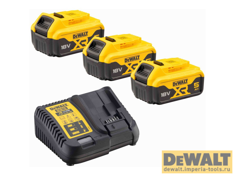 Аккумуляторный набор DEWALT DCK551P3T, 18 В: дрель + шуруповерт + пила + лобзик + фонарь, с 3 АКБ 5 Ач и ЗУ, в 2 кейсах TSTAK