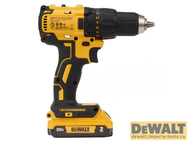 Аккумуляторная дрель-шуруповерт DeWALT DCD7771D2, 20 В, с 2 АКБ 2 Ач и ЗУ, в кейсе