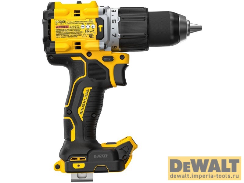 Аккумуляторная ударная дрель-шуруповерт DeWALT DCD806NT, 20 В, без АКБ и ЗУ, в кейсе TSTAK