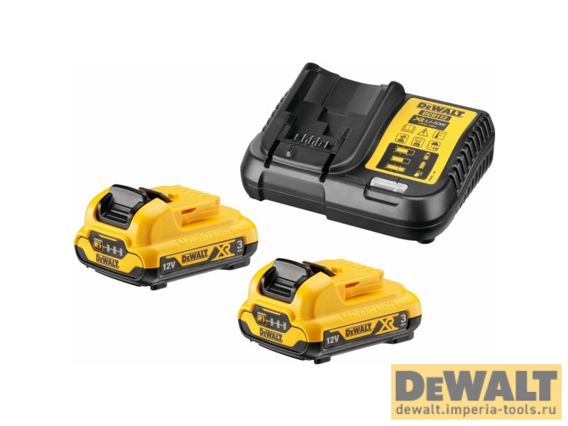 Набор аккумуляторный DEWALT DCK2110L2T, 12 В: дрель-шуруповерт DCD701 + шуруповерт DCF801, с 2 АКБ 3 Ач и ЗУ, в кейсе TSTAK