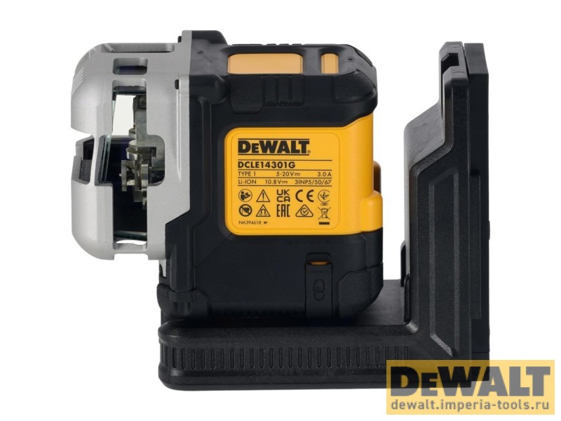 Аккумуляторный лазерный нивелир DeWALT DCLE14301GB, 10.8 В, зеленый луч 30 м, со встроенной АКБ, в чехле