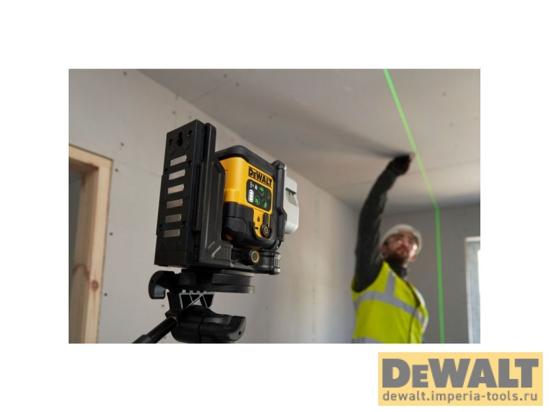 Аккумуляторный лазерный нивелир DeWALT DCLE14301GB, 10.8 В, зеленый луч 30 м, со встроенной АКБ, в чехле
