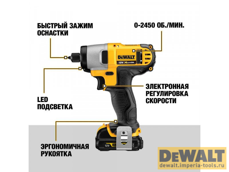 Аккумуляторный импульсный шуруповерт DeWALT DCF815D2, 10.8 (12) В, XR