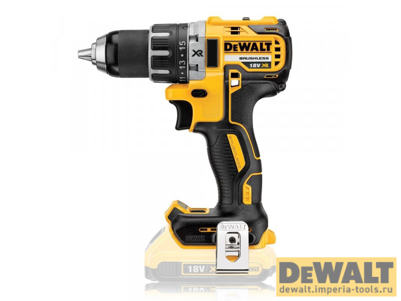 Аккумуляторная безударная бесщеточная дрель-шуруповерт DeWALT DCD791NT, 18 В без аккумулятора и ЗУ Аккумуляторная безударная бесщеточная дрель-шуруповерт DeWALT DCD791NT, 18 В без аккумулятора и ЗУ