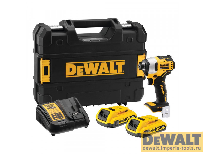 Аккумуляторный бесщеточный шуруповерт DeWALT, 18 В, 190 Нм, 2800 об/мин, 3200 уд/мин, с 2 АКБ 2 Ач и ЗУ, в кейсе TSTAK, DCF809D2T