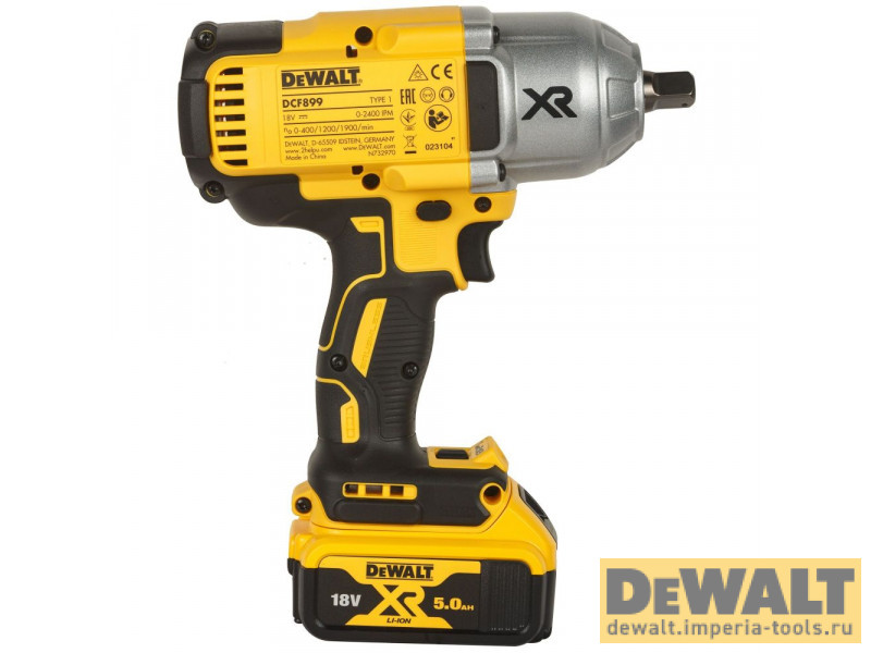 Аккумуляторный импульсный гайковерт DeWALT, 18 В, 950 Нм, 2400 уд/мин, 1900 об/мин, c 2 АКБ 5 Ач и ЗУ, в кейсе TSTAK, DCF899P2 Аккумуляторный импульсный гайковерт DeWALT, 18 В, 950 Нм, 2400 уд/мин, 1900 об/мин, c 2 АКБ 5 Ач и ЗУ, в кейсе TSTAK, DCF899P2