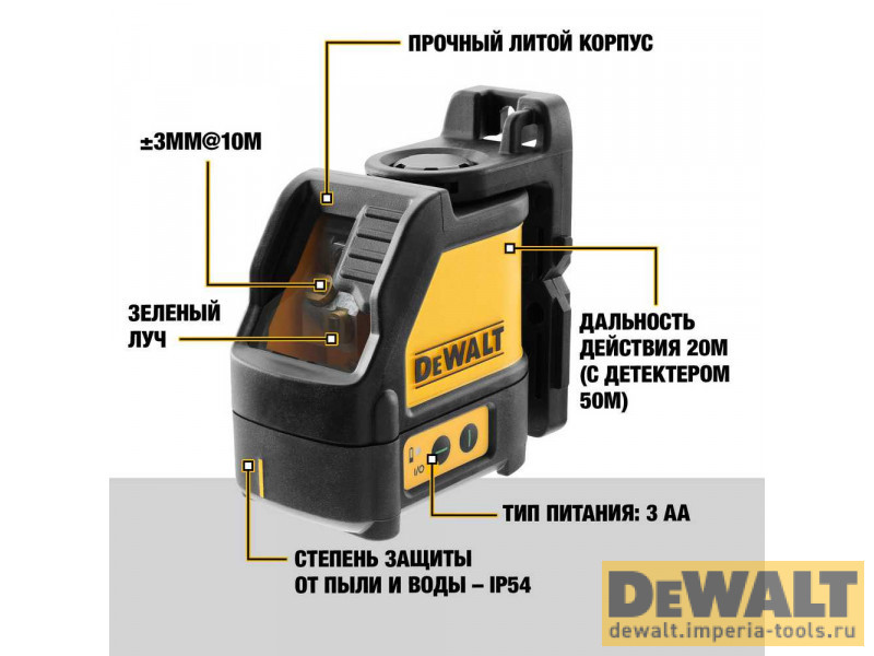 Самовыравнивающийся линейный ЗЕЛЕНЫЙ лазерный уровень DeWALT DW088CG