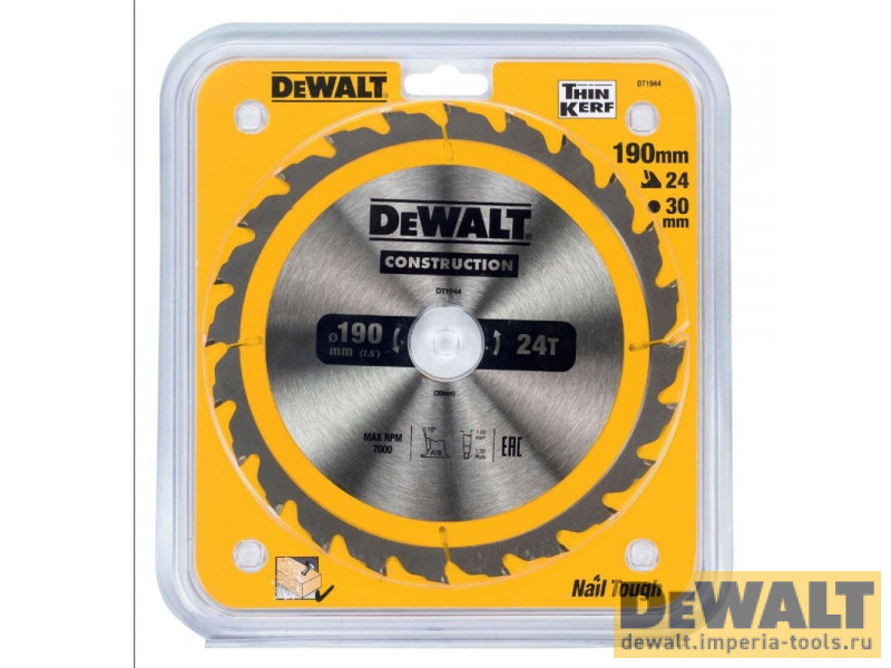 Пильный диск DeWALT CONSTRUCT DT1944, 190/30 мм. Пильный диск DeWALT CONSTRUCT DT1944, 190/30 мм.