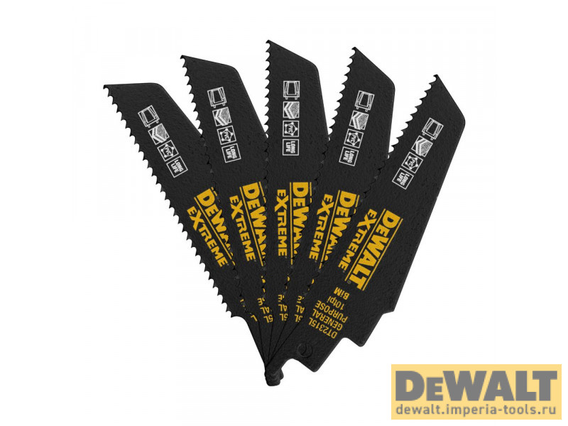 Полотно DeWALT DT2315L, универсальное для сабельных пил биметаллическое, BiM, 100 x 2.5 мм, 5 шт.