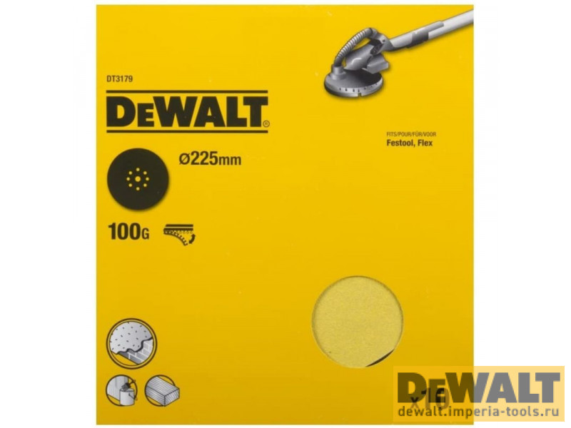 Шлифлисты DeWALT DT3179, 9 отверстий, 225 мм, 100G, 10 шт Шлифлисты DeWALT DT3179, 9 отверстий, 225 мм, 100G, 10 шт