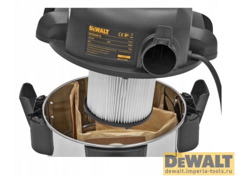Промышленный пылесос DeWALT, для сухой и влажной уборки, 1050 Вт, 30 л Промышленный пылесос DeWALT, для сухой и влажной уборки, 1050 Вт, 30 л